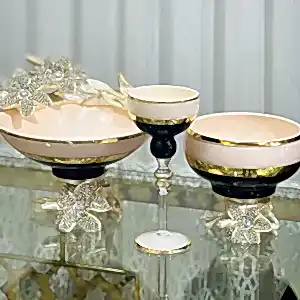 Moda Siyah Krem Altın 12 Parça Set